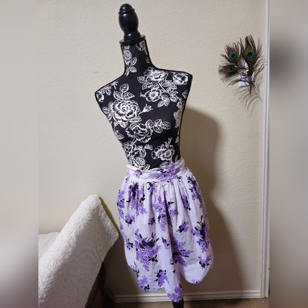 Hand Made Adorable Floral Black and Purple Apron 💜